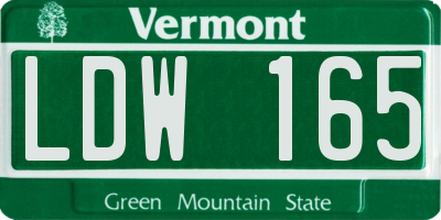 VT license plate LDW165