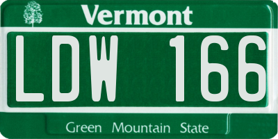 VT license plate LDW166