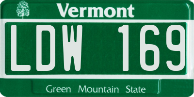VT license plate LDW169