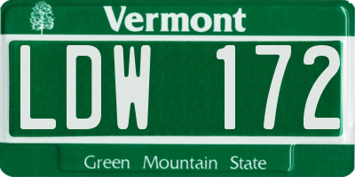 VT license plate LDW172