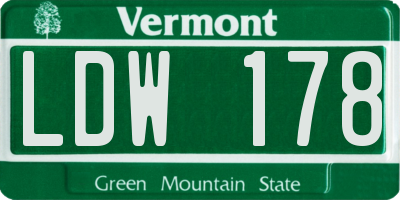 VT license plate LDW178