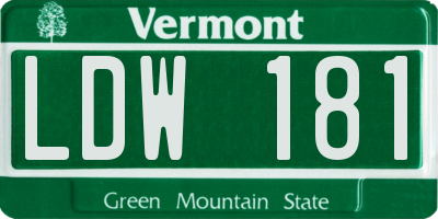 VT license plate LDW181