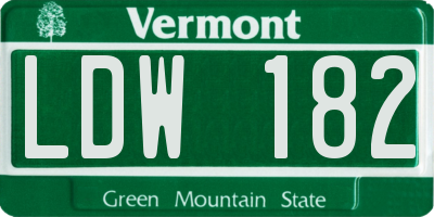 VT license plate LDW182