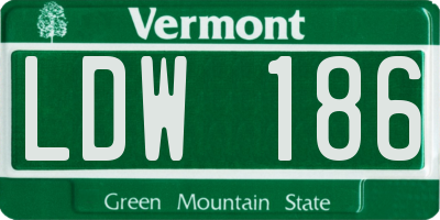 VT license plate LDW186