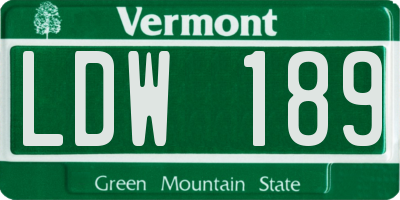 VT license plate LDW189