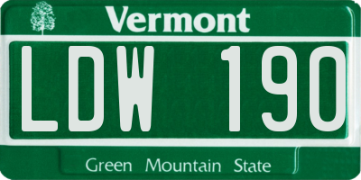 VT license plate LDW190
