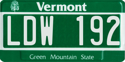 VT license plate LDW192