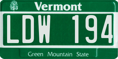 VT license plate LDW194