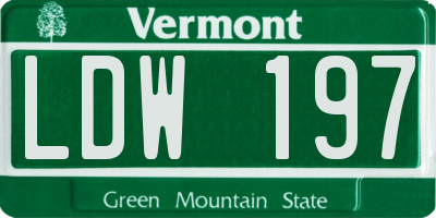 VT license plate LDW197