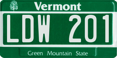VT license plate LDW201