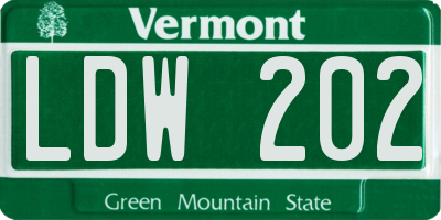 VT license plate LDW202