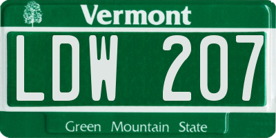 VT license plate LDW207