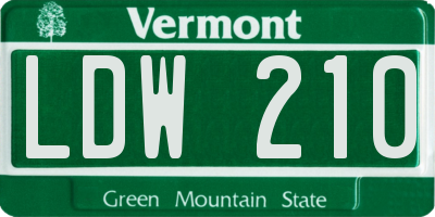 VT license plate LDW210