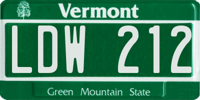 VT license plate LDW212