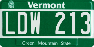 VT license plate LDW213