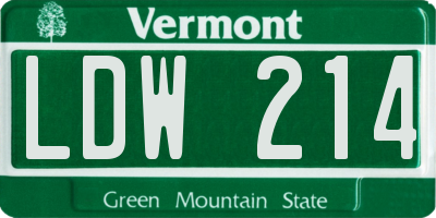 VT license plate LDW214