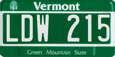 VT license plate LDW215