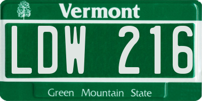 VT license plate LDW216