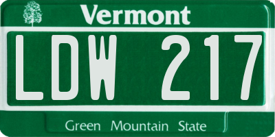 VT license plate LDW217