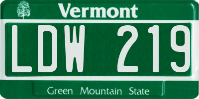 VT license plate LDW219