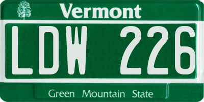 VT license plate LDW226