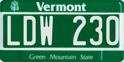 VT license plate LDW230