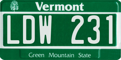 VT license plate LDW231