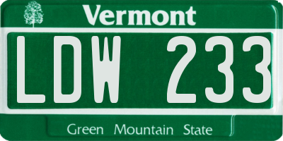 VT license plate LDW233