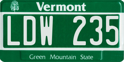 VT license plate LDW235