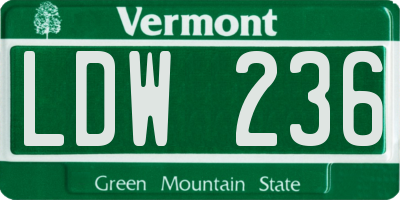 VT license plate LDW236