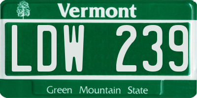 VT license plate LDW239