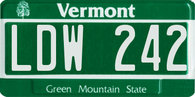 VT license plate LDW242