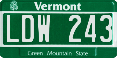 VT license plate LDW243