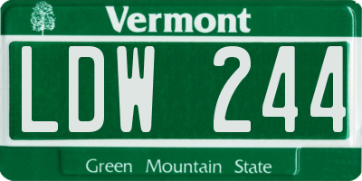 VT license plate LDW244