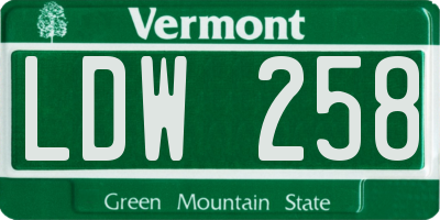 VT license plate LDW258