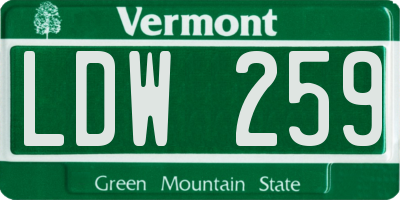 VT license plate LDW259