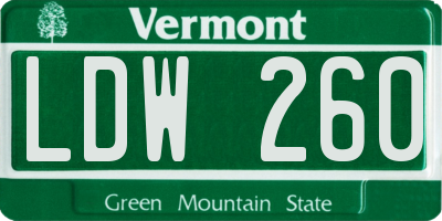 VT license plate LDW260