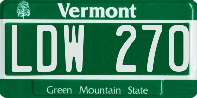 VT license plate LDW270