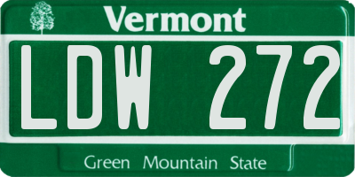 VT license plate LDW272