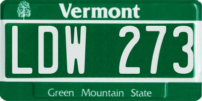 VT license plate LDW273