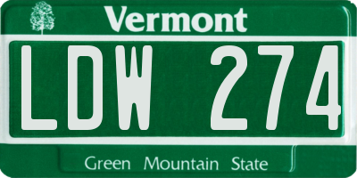 VT license plate LDW274