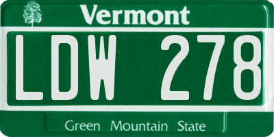 VT license plate LDW278