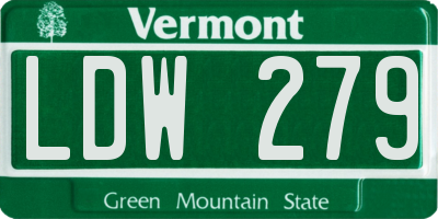 VT license plate LDW279