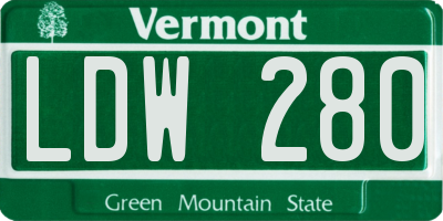 VT license plate LDW280