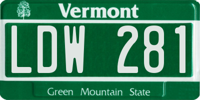 VT license plate LDW281