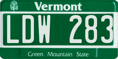 VT license plate LDW283