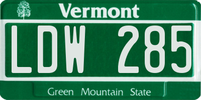 VT license plate LDW285