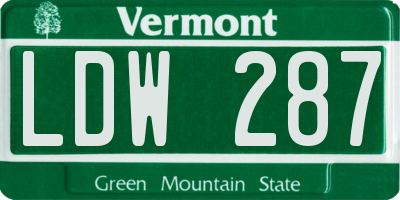 VT license plate LDW287