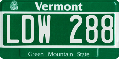 VT license plate LDW288