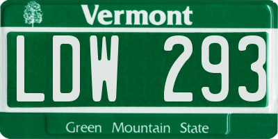 VT license plate LDW293